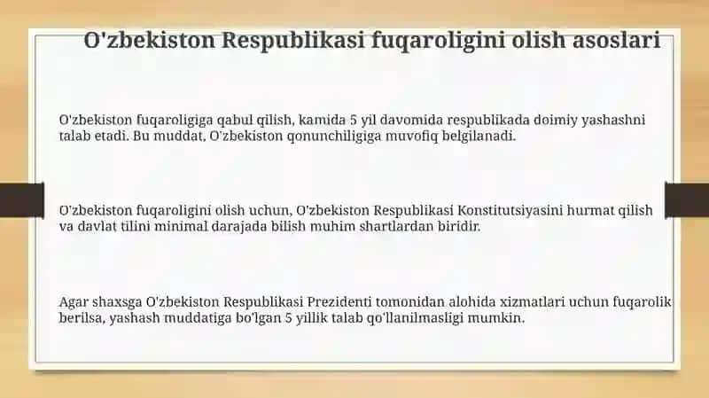 O'zbekiston Respublikasi Fuqoroligini Olish 3