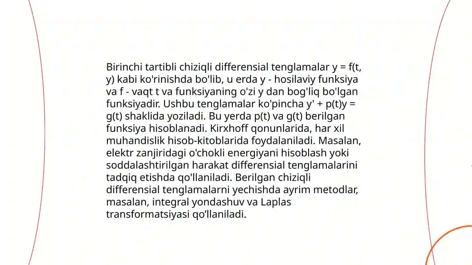 Birinchi tartibli chiziqli differensial tenglamalar 3
