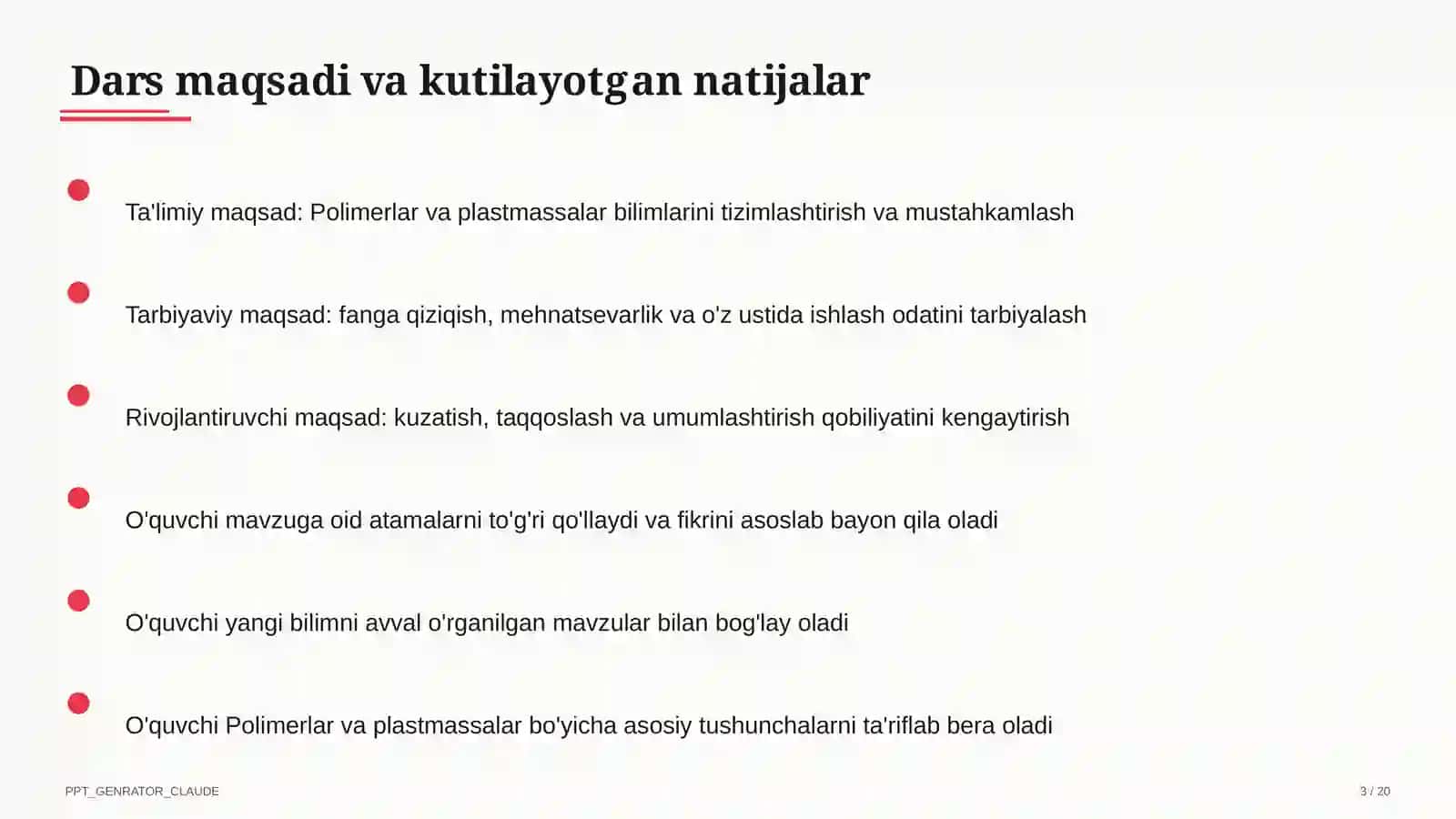 Polimerlar va plastmassalar (11-sinf) 3