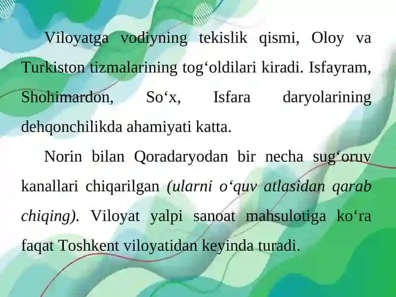 Viloyatning iqtisodiyotini o‘rganish 3