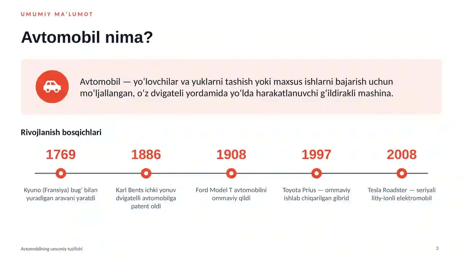 Avtomobilning umumiy tuzilishi taqdimot 3