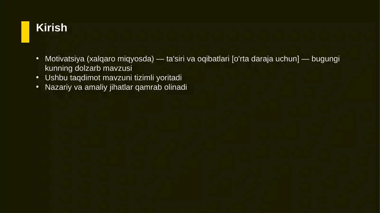 Motivatsiya (xalqaro miqyosda) — ta'siri va oqibatlari [o'rta daraja uchun] 3