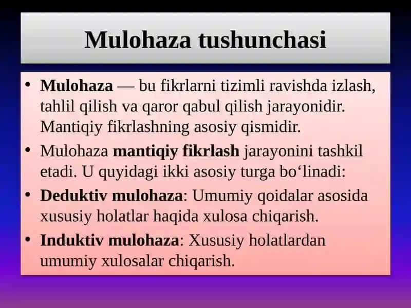 Mavzu:Mulohaza tushunchasi. Mantiqiy amallar va ularning rostlik jadvallarini tuzish. Paradokslar 3