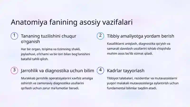 Anatomiya fanining vazifalari va bo'limlari 3