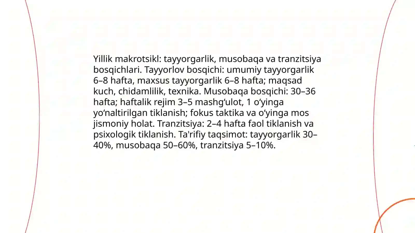 Futbolda o'quv mashg'ulot jarayonini bir yillik istiqbolli rejalashtirish 3