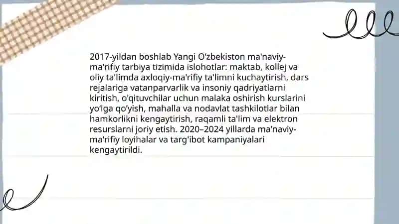 Yangi O‘zbekistonda amalga oshirilayotgan ma’naviy o‘zgarishlar 3
