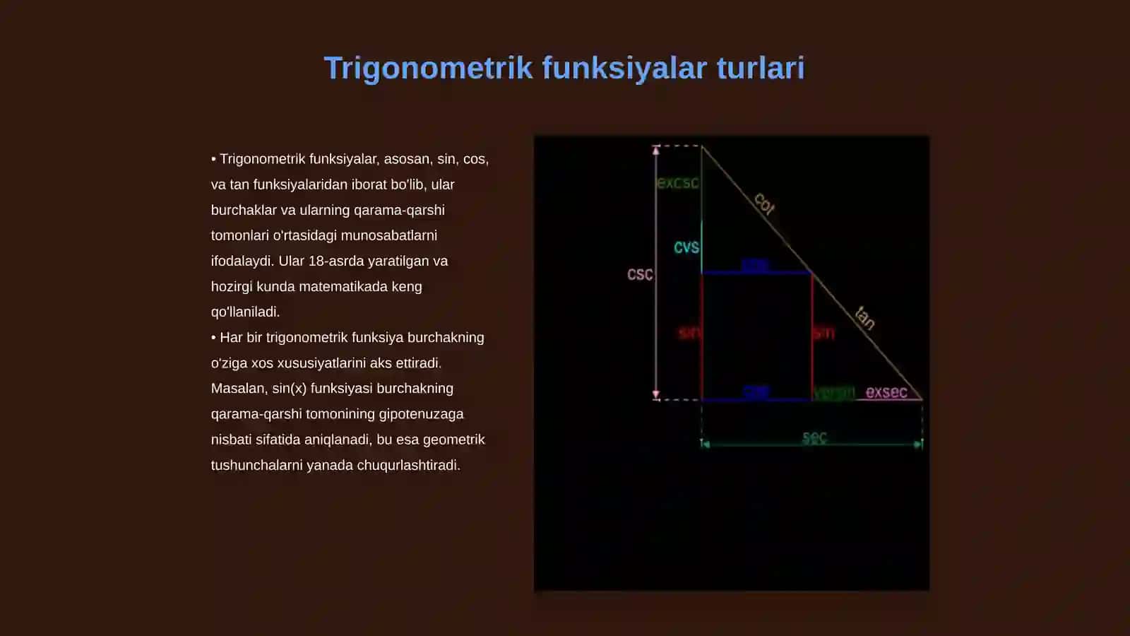 Trigonometrik funksiyalar yordamida akslantirishlar 3