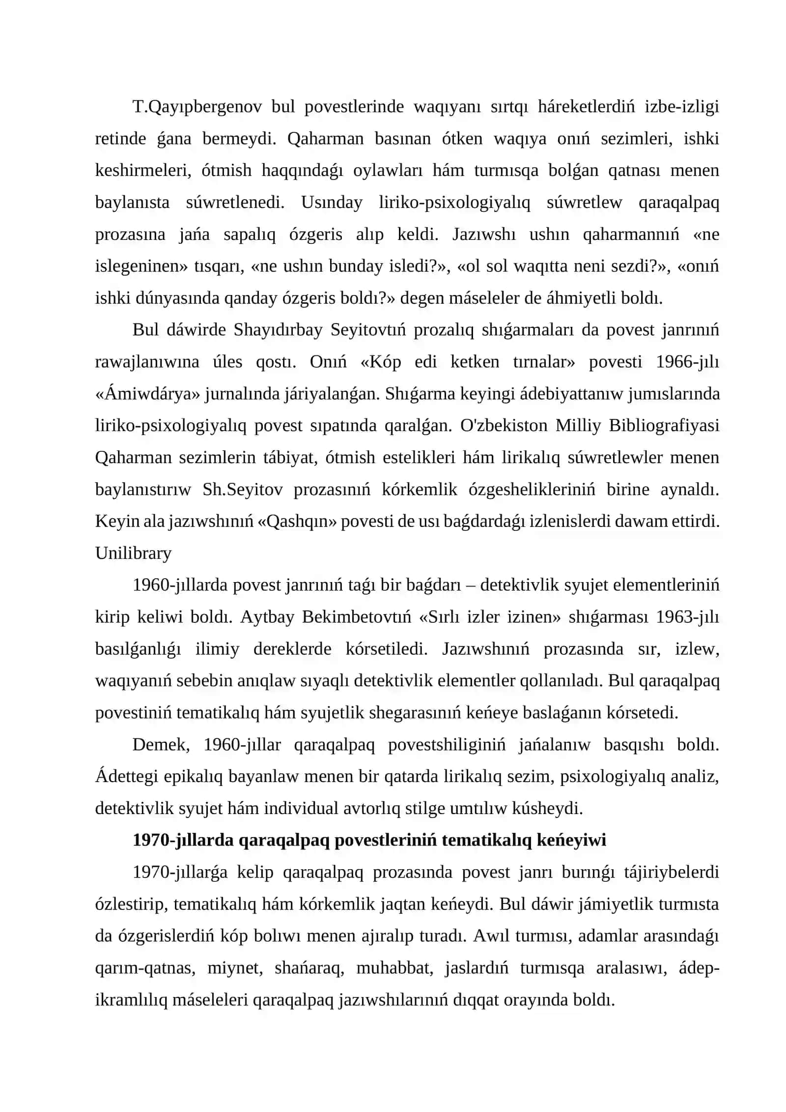1960–80-jıllardaǵı qaraqalpaq povestleri (A.Bekimbetov shıǵarmaları) 3