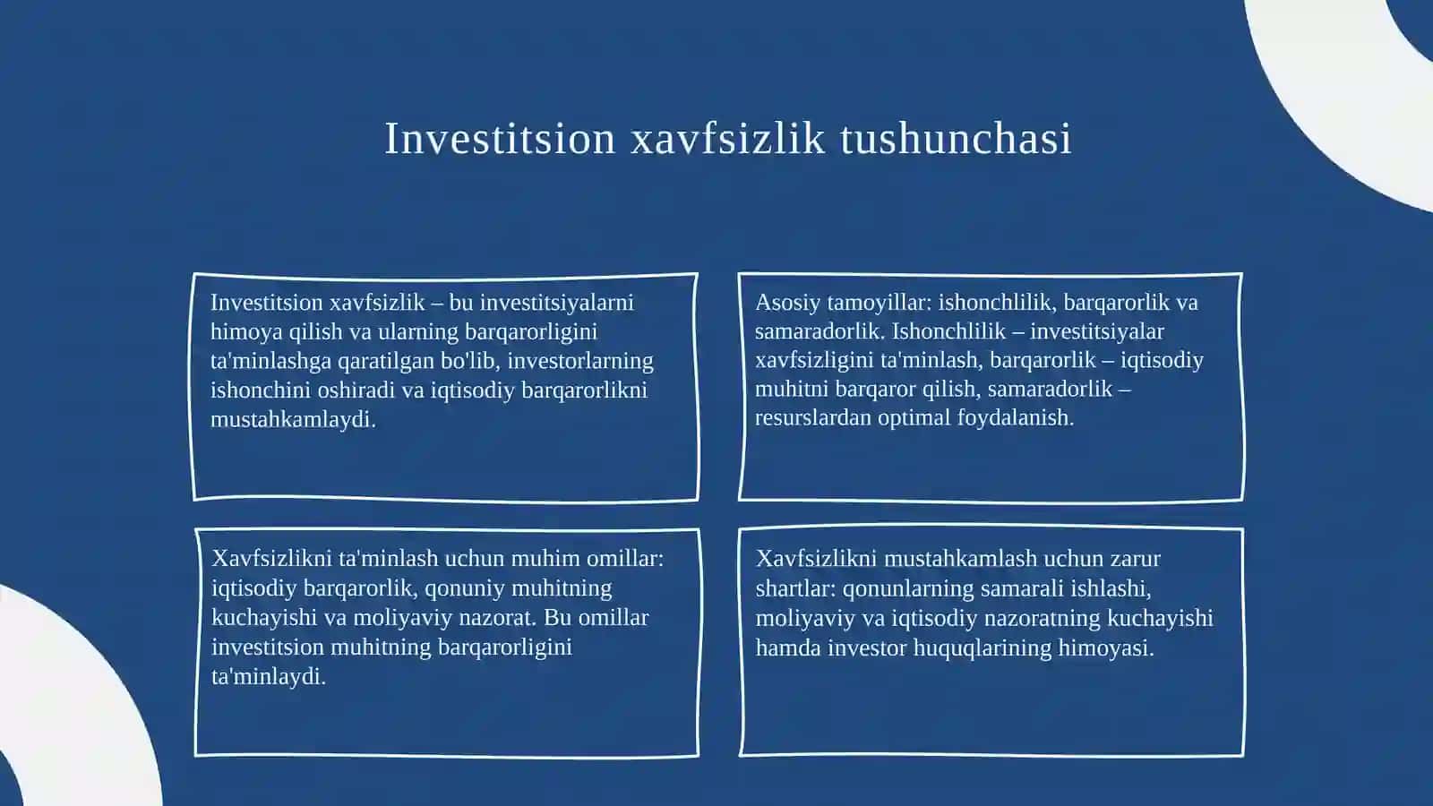 Xavfsizlikni ta'minlash investitsiyalari 3