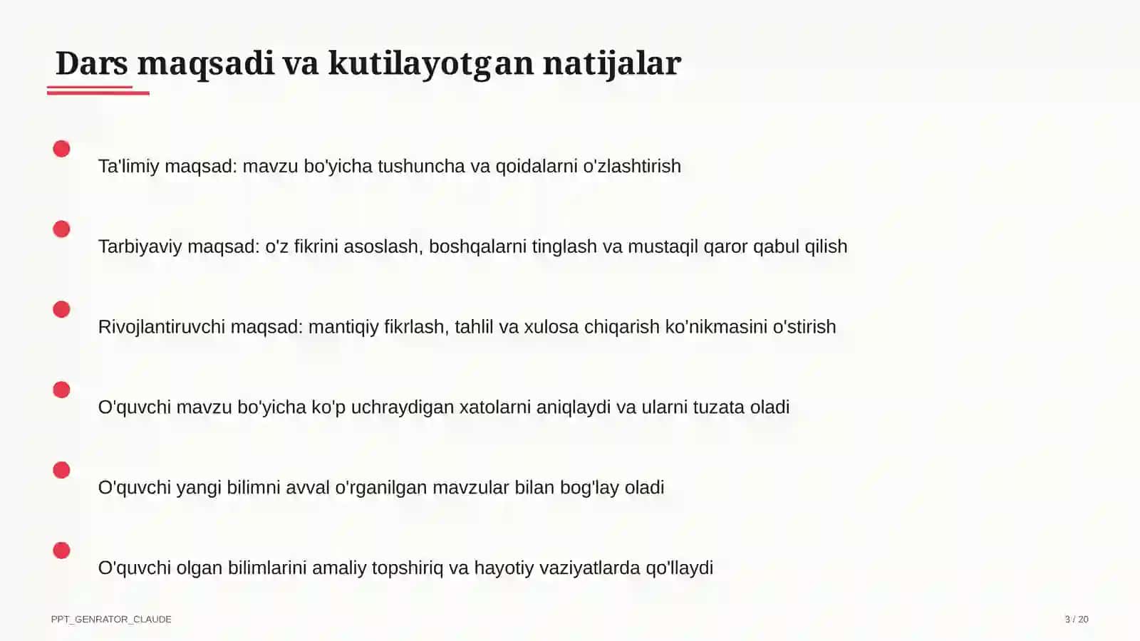 Sinf soati va tarbiyaviy tadbirlar (1–11) — ochiq dars uchun 3