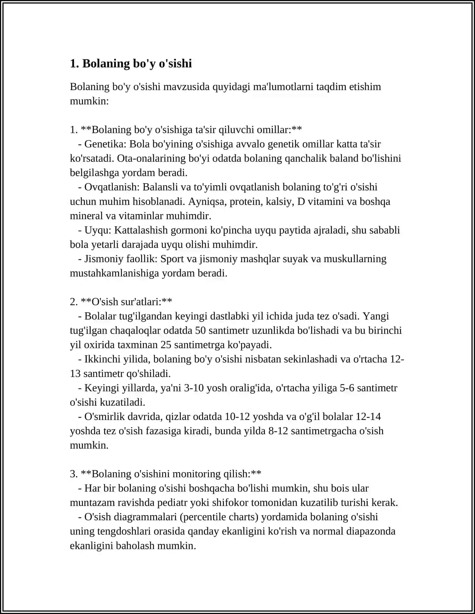 MUSTAQIL ISH Mavzu: BO'GCHA YOSHIGACHA BO'LGAN DAVR (1-3 YOSHGACHA) BOLADA YOSHIGA MOS FIZIOLOGIK O'ZGARISHLAR 3