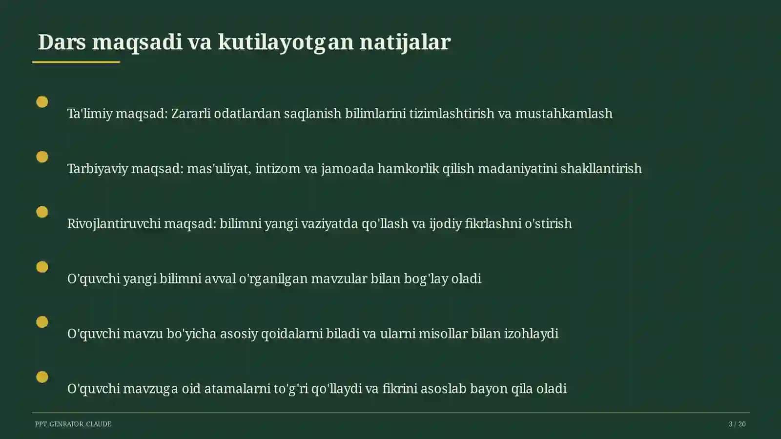 Zararli odatlardan saqlanish (7-sinf) 3