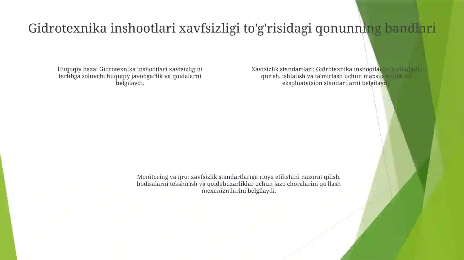 Gidrotexnika Inshootlarining Xavfsizligi ToʻGʻRisidagi QonunBandlariniOʻRganish 3