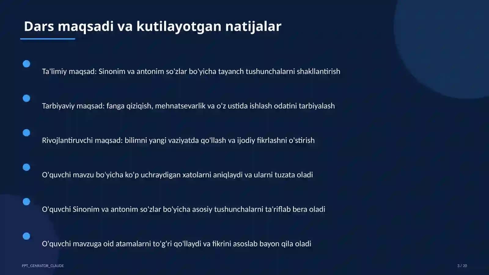 Sinonim va antonim so'zlar (3-sinf) 3
