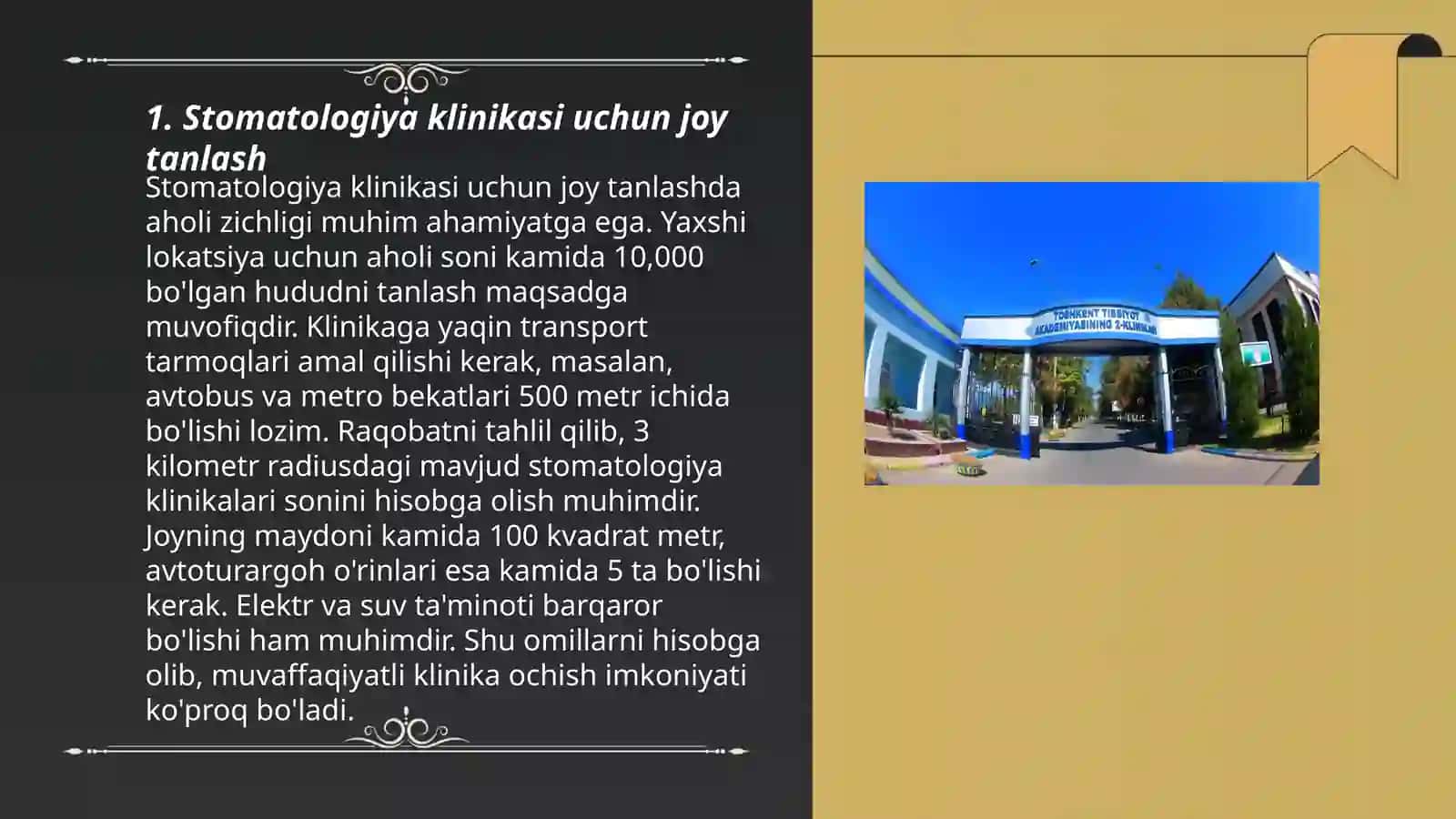 Jarroxlik stomatologiya kilinikasi,bolimi xonani tashkil etish va jixozlash 3