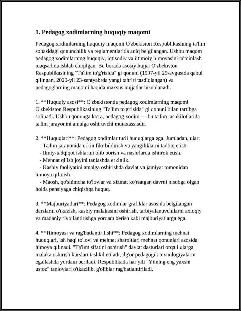 Pedagog xodimlarning huquqiy maqomi 3