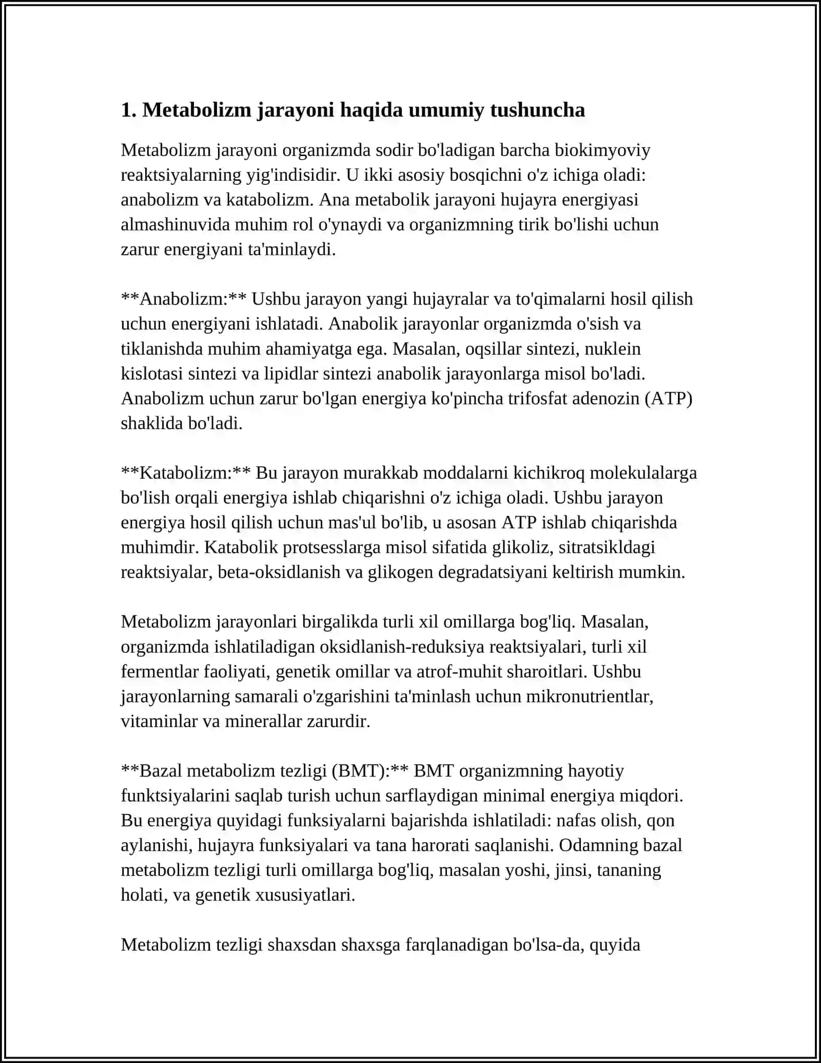 METOBALIZM JARAYONIDA ENERGIYA HOSIL BOLISHI VA SARFLANISHI 3