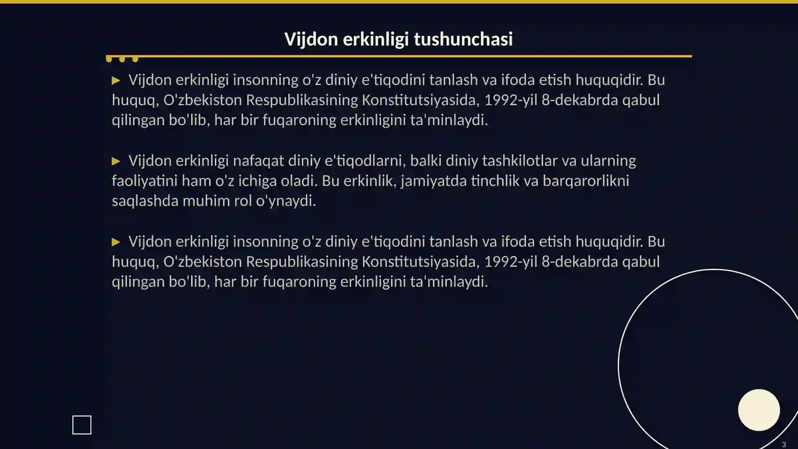 Vijdon erkinligi va diniy tashkilotlar haqidagi qonun 3