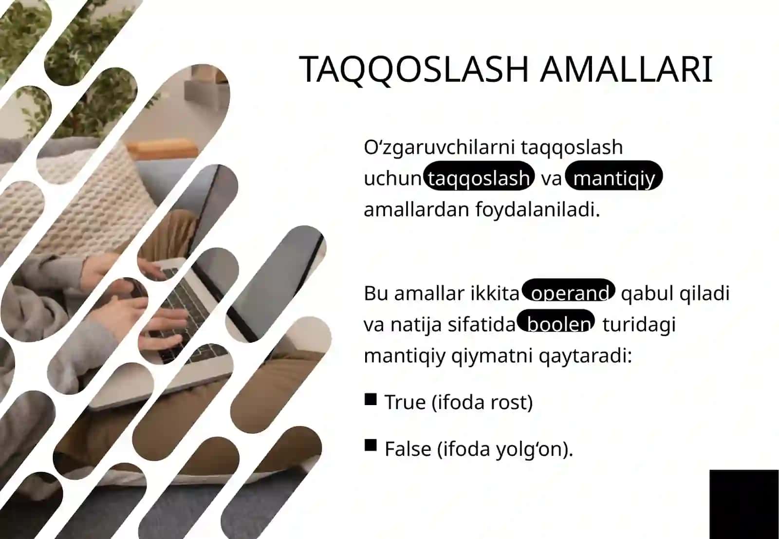 PYTHONDA MANTIQIYMASALALARNI DASTURLASH 3