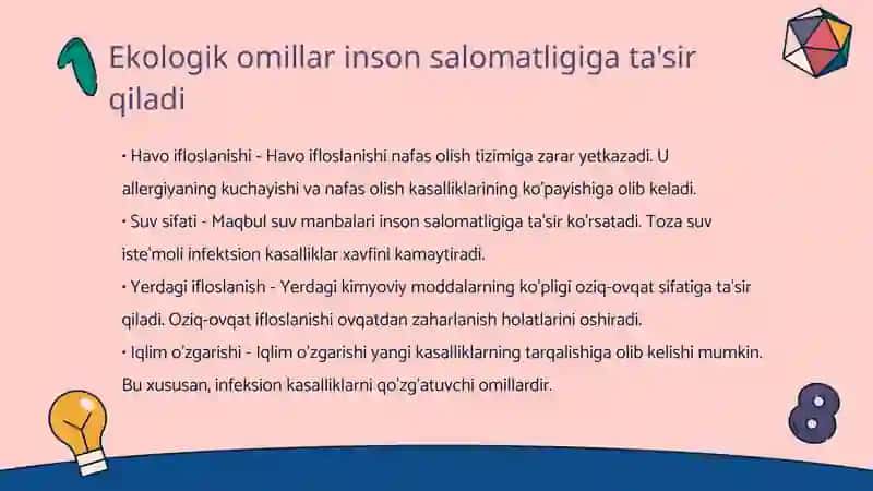 Ekologik omillar, inson hayotiga ekologiyaning ta'siri 3