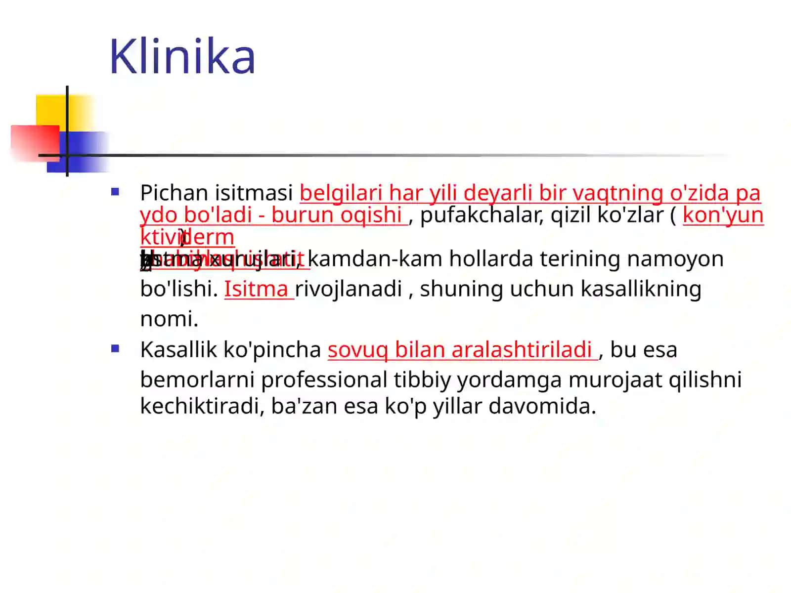 Pollinozlar tasnifi, klinikasi xususiyatlari 3