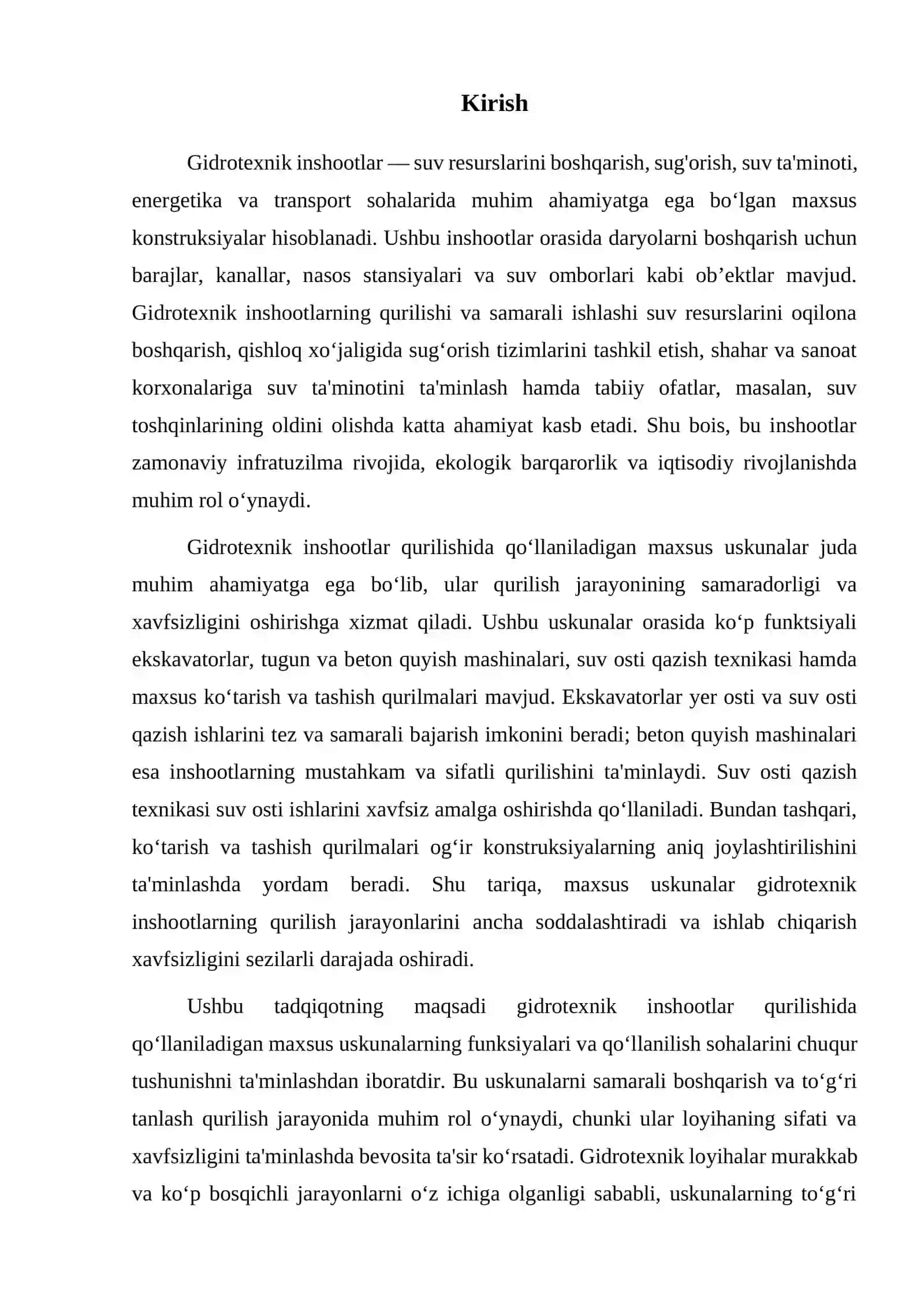 Gidrotexnik inshootlar qurilishida qo‘llaniladigan maxsus uskunalar 3