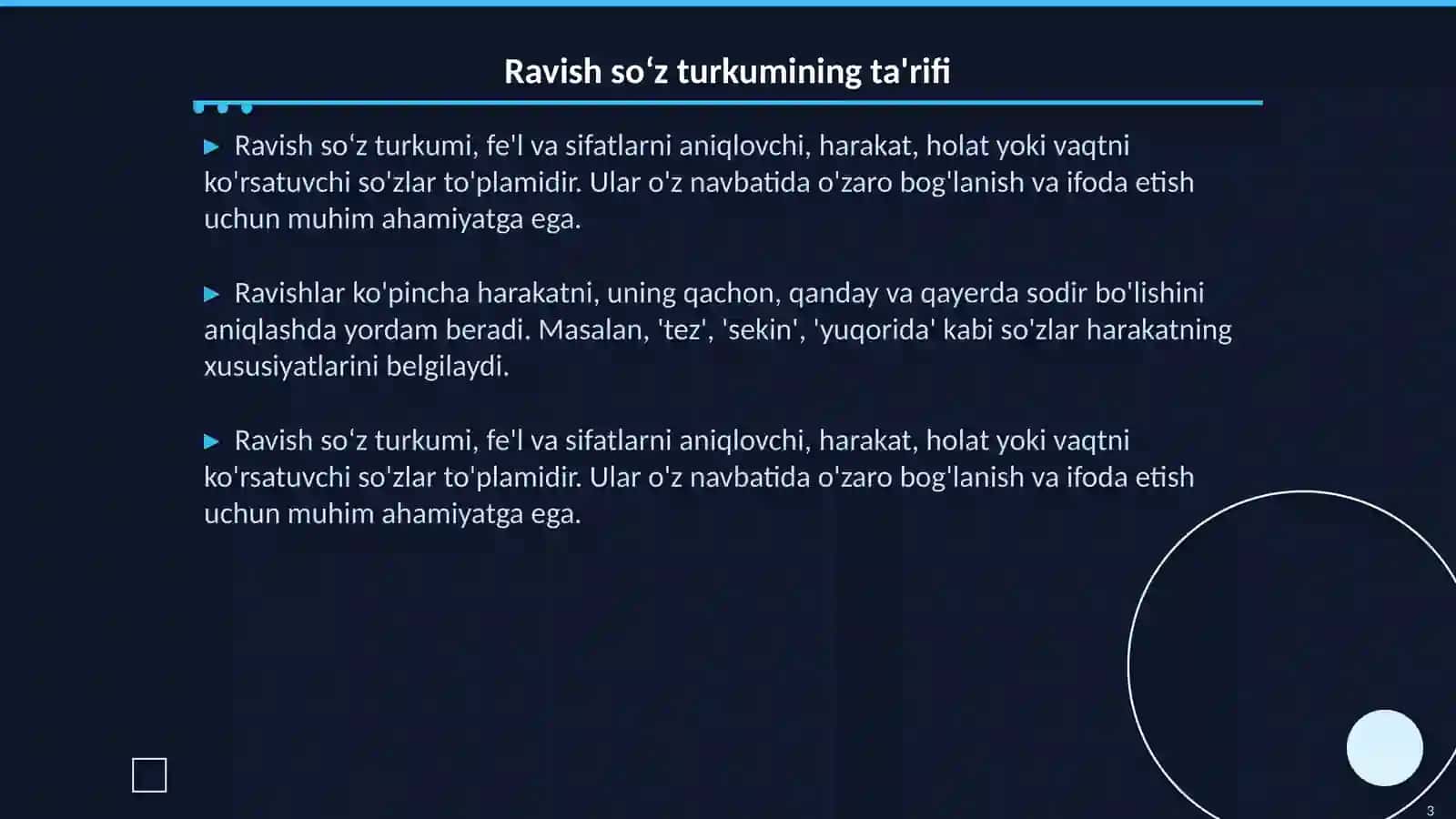 Ravish soʻz turkumi 3