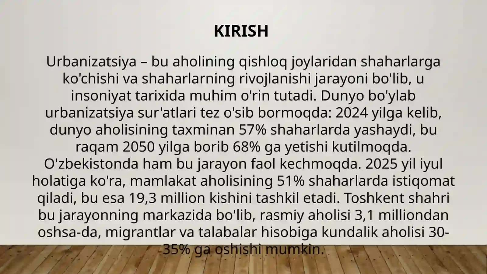 Urbanizatsiya: aholining shaharlarga ko’chish, sabab va oqibatlari 3