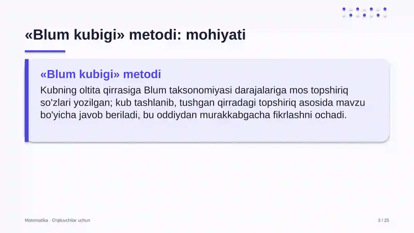 matematika darslarida blum kubigi metodidan foydalanish 5949 3