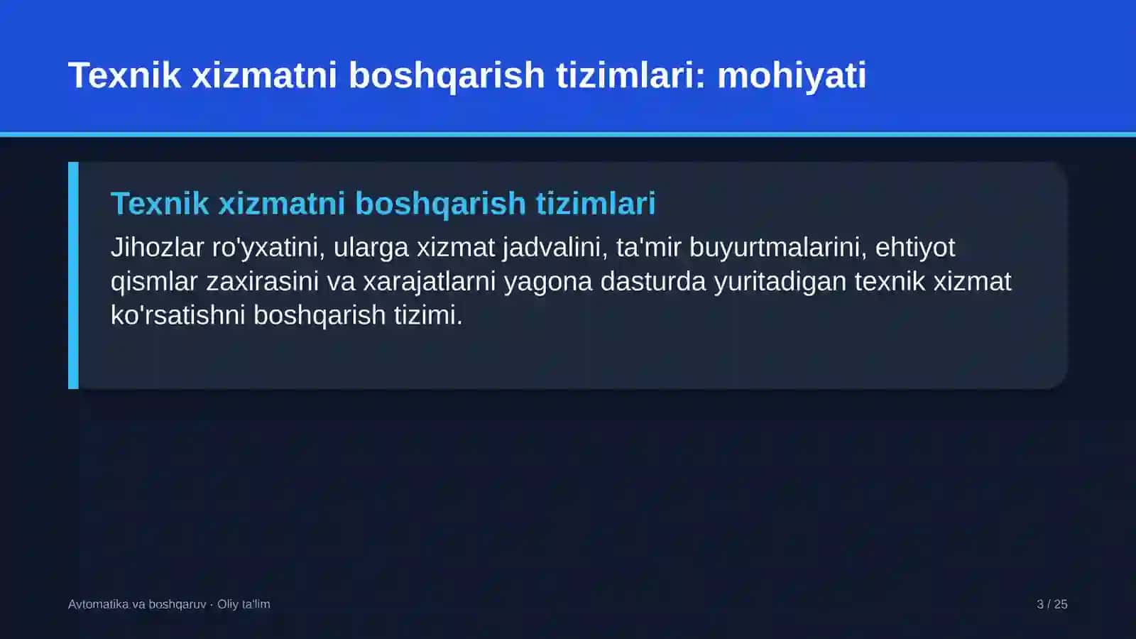 non mahsulotlari korxonalarida texnik xizmat ko'rsatishni boshqarish tizimlari 6678 3