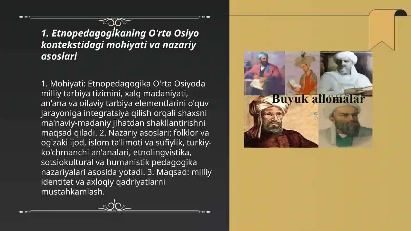 Etnopedagogika va O'rta Osiyo mutafakkirlari pedagogik Ģoyalari 3