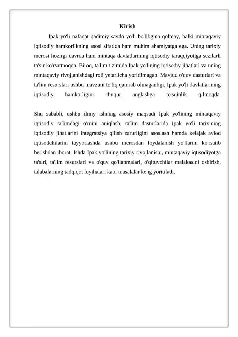 Ipak yo'lining mintaqa iqtisodiy ta‘limotidagi o‘rni 3