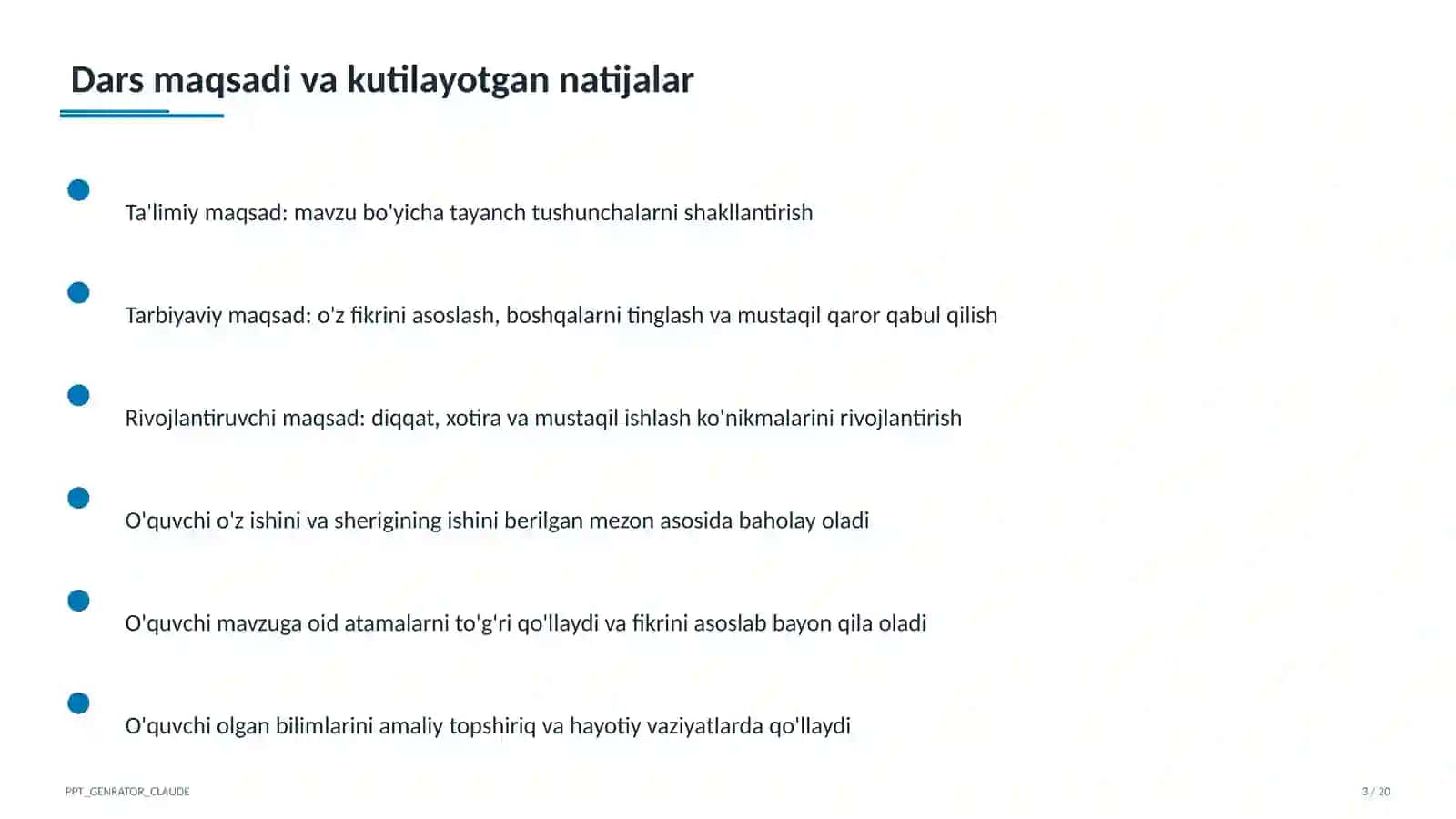 Sinf soati uchun 2026-2027 o'quv yili mavzulari: tarbiyaviy soatlarni rejalashtirish 3