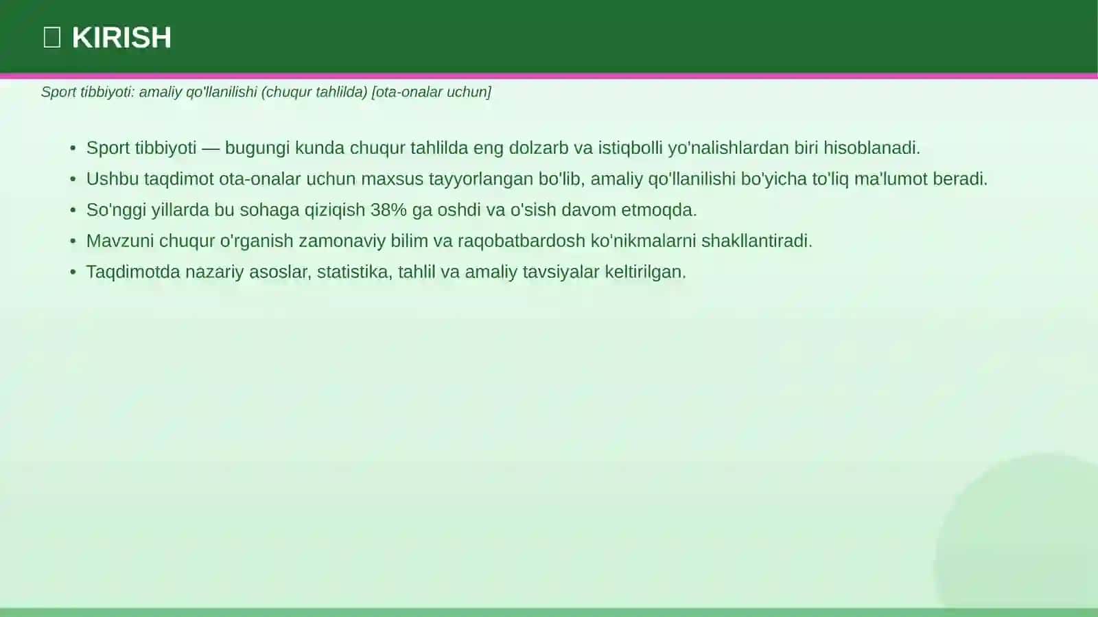 SPORT TIBBIYOTI Amaliy qo'llanilishi (chuqur tahlilda) [ota-onalar uchun] 3