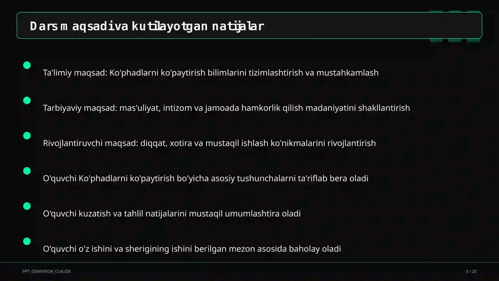 Algebra (7–11) — o'qituvchilar uchun 3