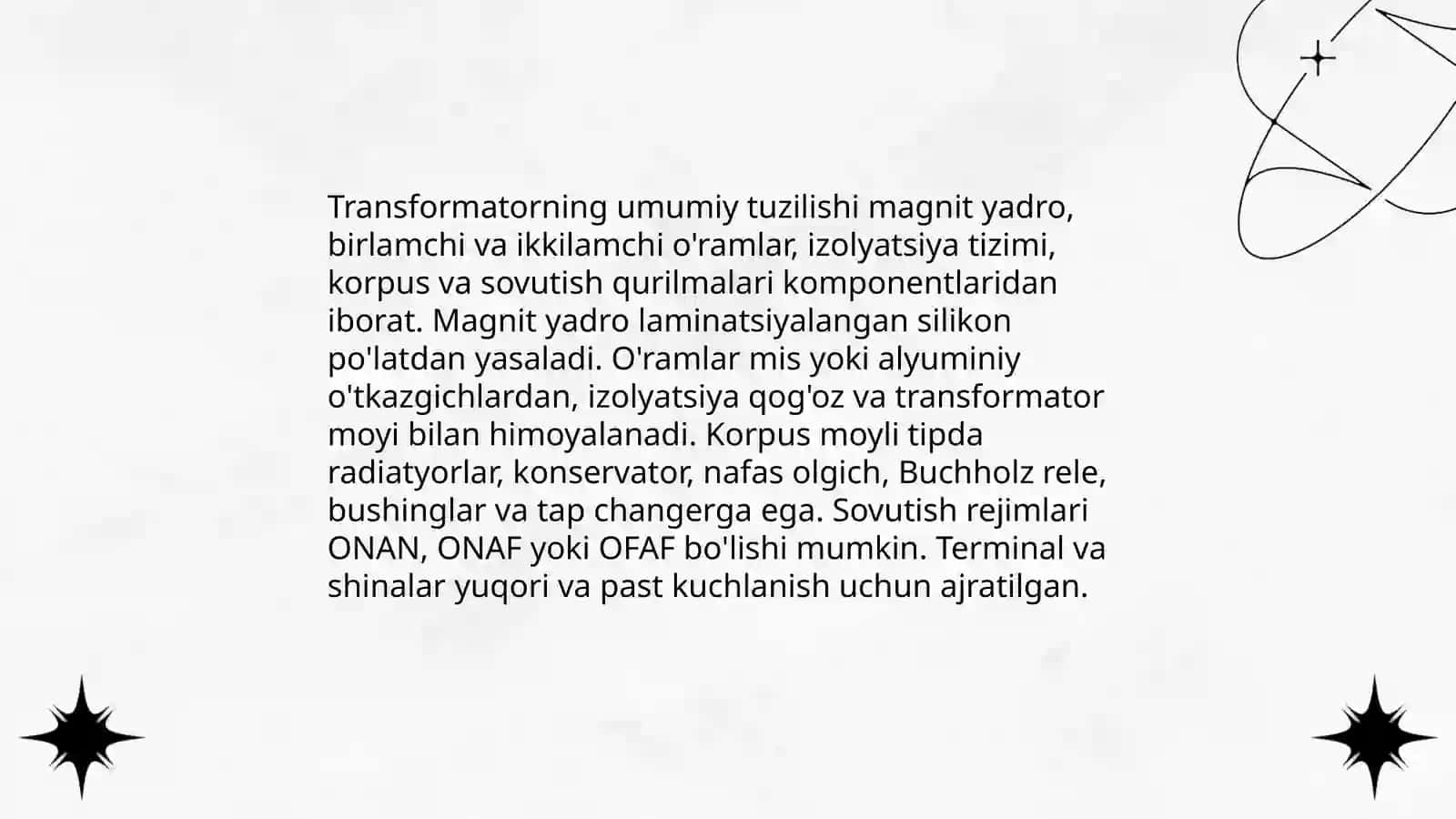 Transformatorning tuzulishi turlari vazifasi ishlatilishi 3
