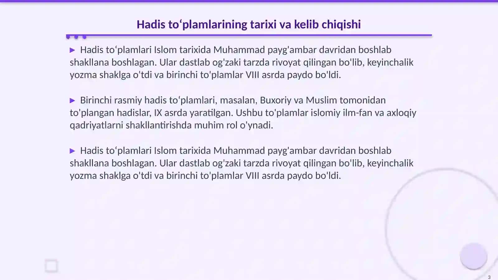 Hadis toʻplamlari-islomshunoslik manbalari sifatida 3