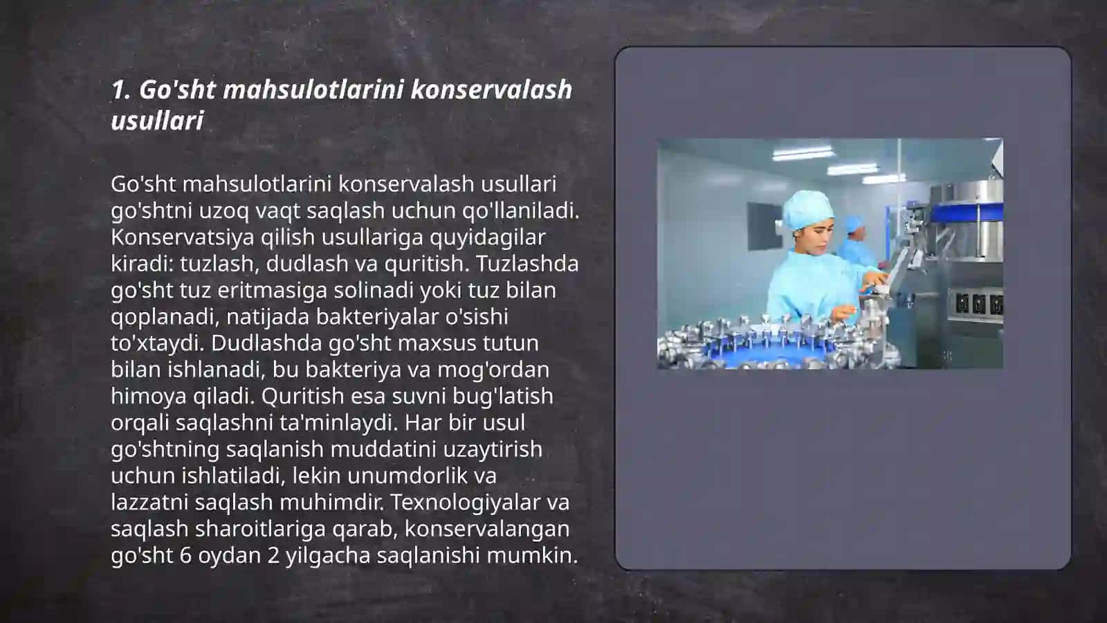 Go'sht va sut mahsulotlarini konservalash texnologiyasi 3