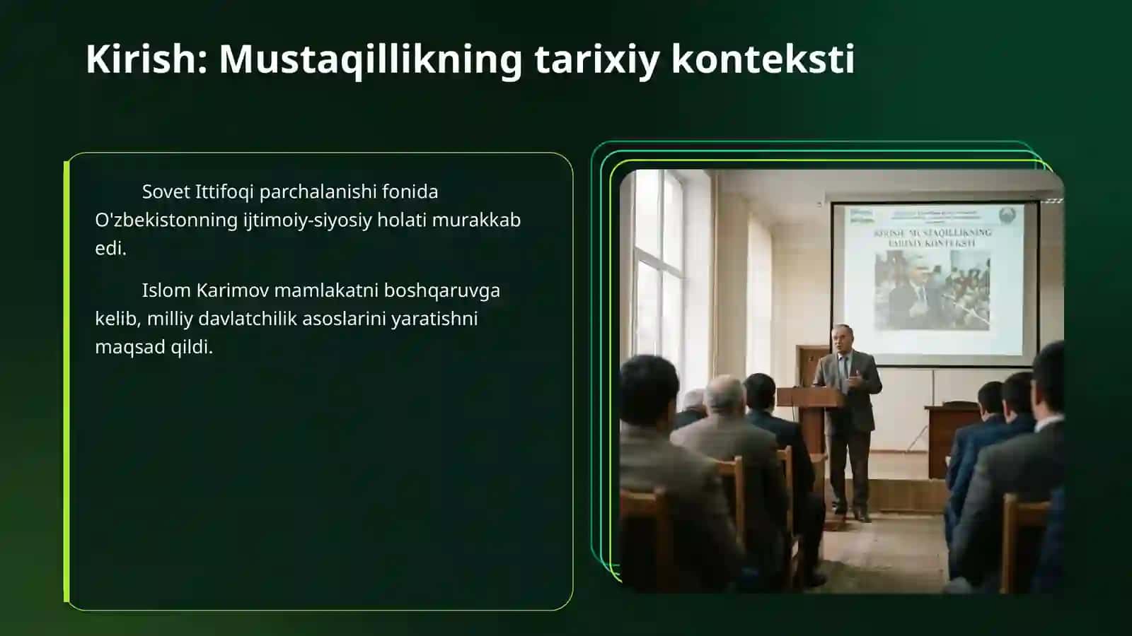 O‘zbekiston Respublikasi birinchi Prezidenti Islom Karimovning mustaqil davlat barpo etishdagi rolining tarixiy ahamiyati 3