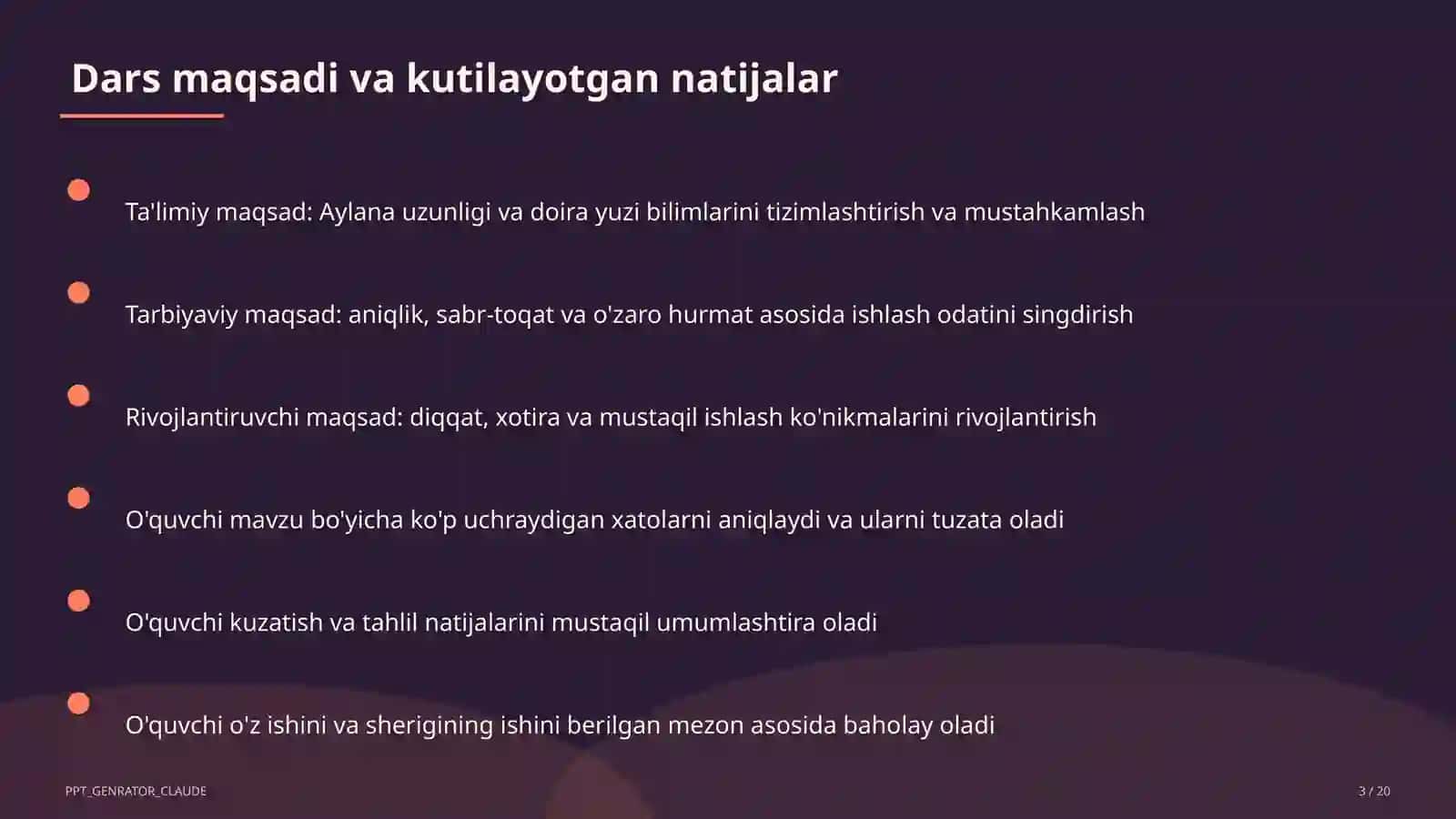 Aylana uzunligi va doira yuzi (9-sinf) 3