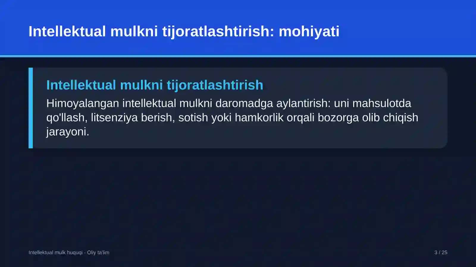 Intellektual Mulk Huquqi · Oliy Ta'līm 3