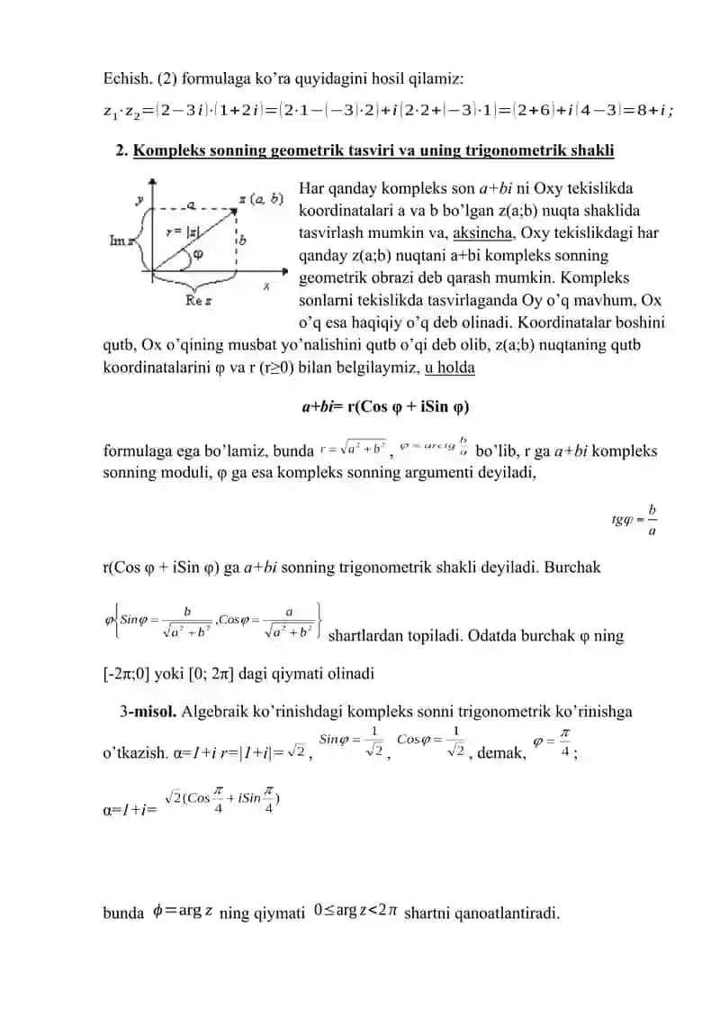 Kompleks sonlar. 3