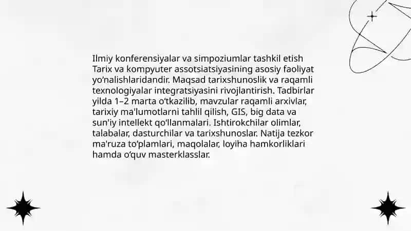 Tarix va kompyuter assotsiatsiyasi faoliyati 3