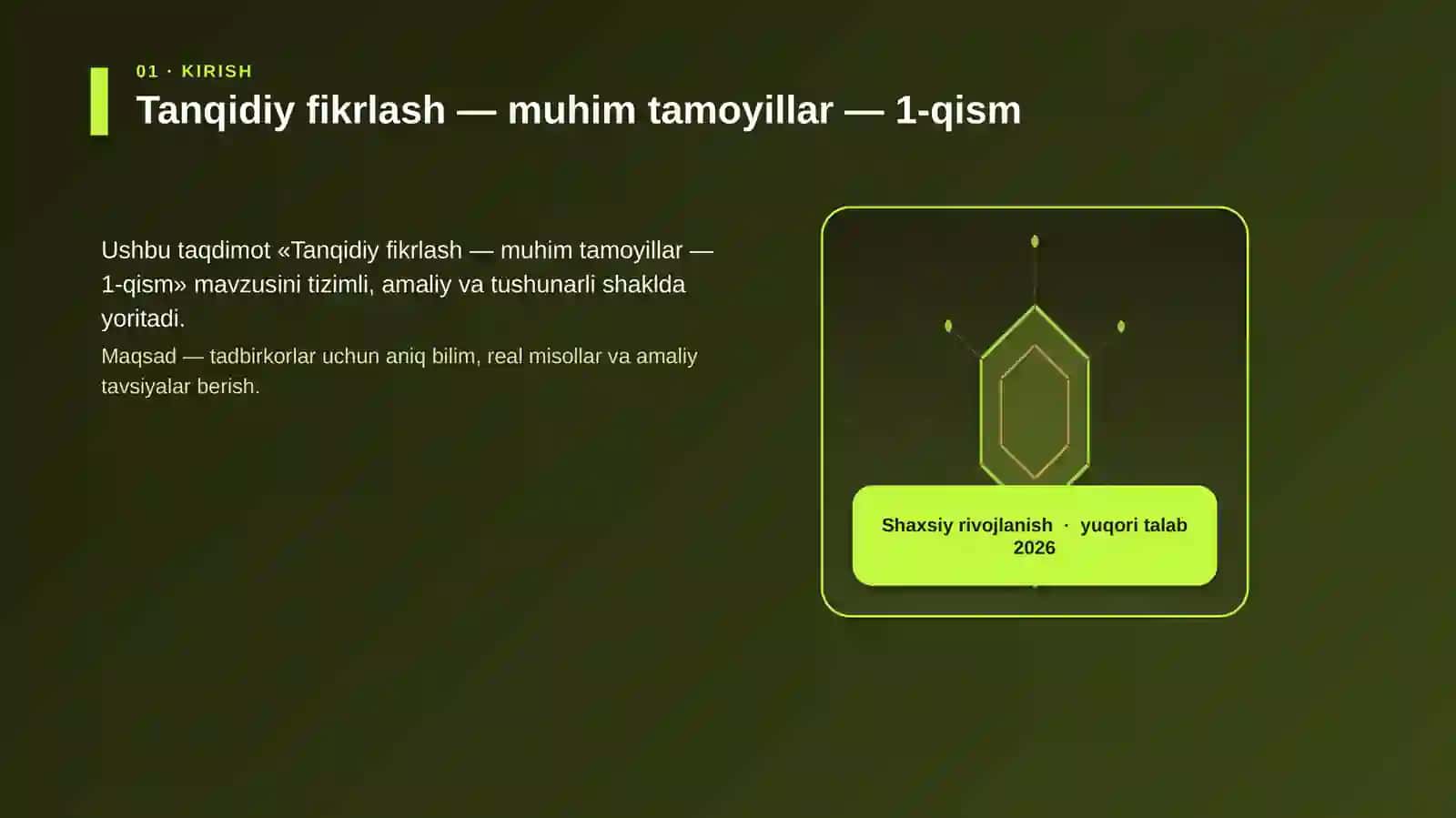 Tanqidiy fikrlash — muhim tamoyillar — 1-qism 3