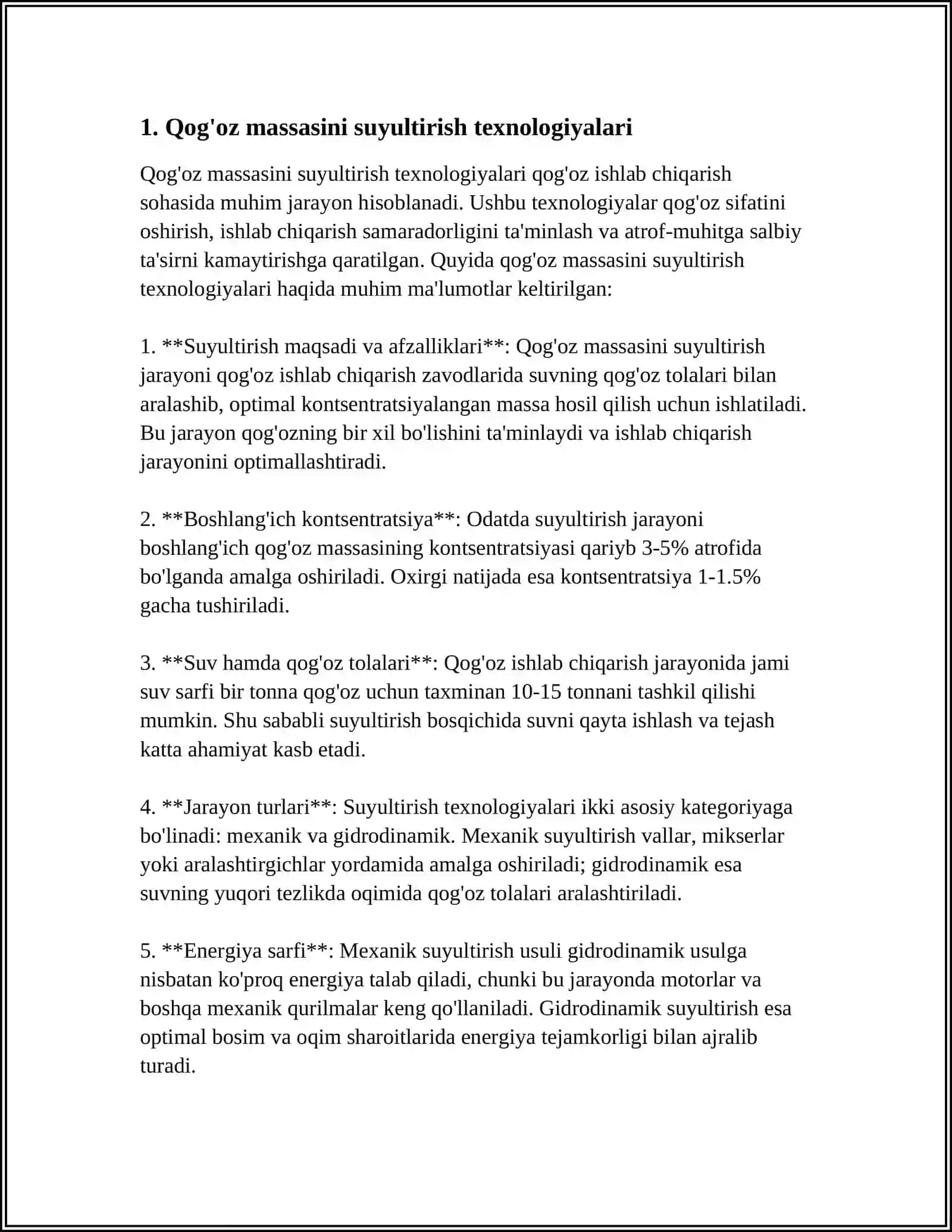 Qog'oz massasini suyultirish texnologiyalari 3