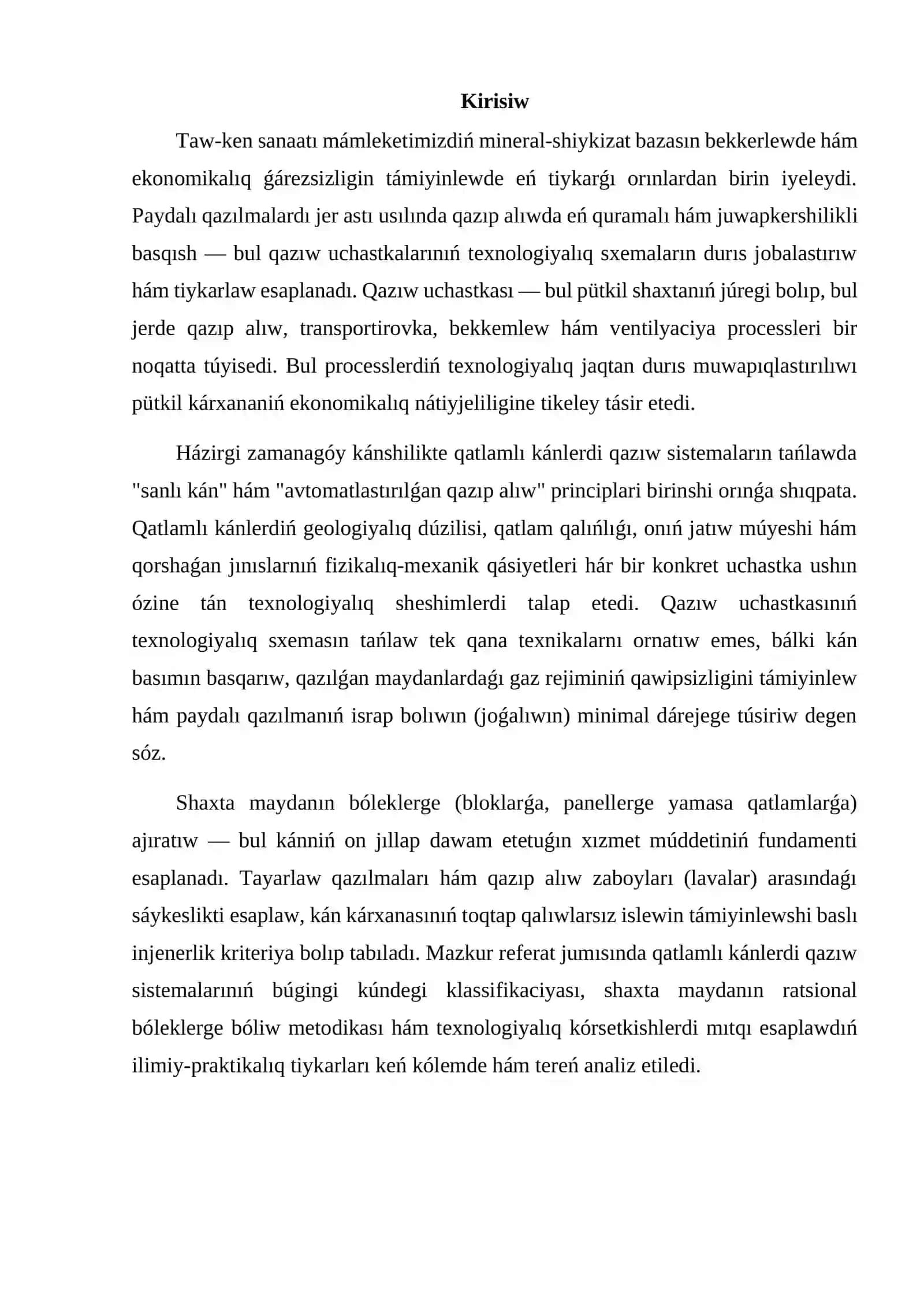 Qazıw uchastkasiniń texnologiyaliq sxemalari protsesslerin tańlaw hám olardıń tiykarǵı kórsetkishlerin esaplaw 3