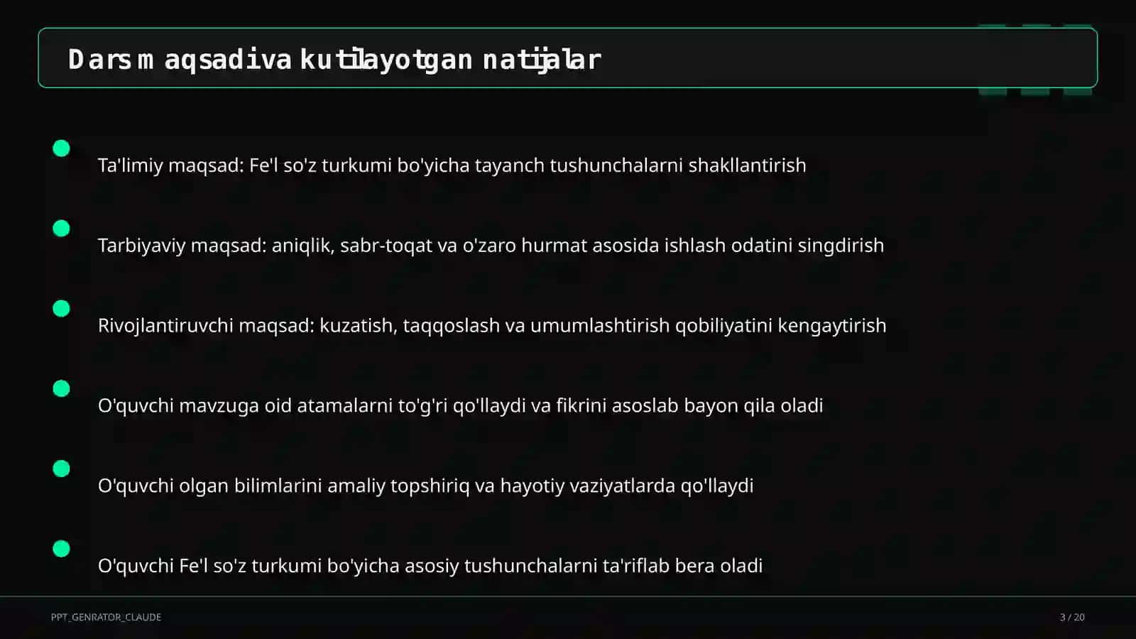 Fe'l so'z turkumi (3-sinf) 3
