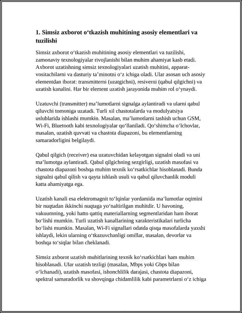 SIMSIZ AXBOROT OʻTQAZISH MUHITI VA ULARNING TEXNIK KOʻRSATKICHLARI 3