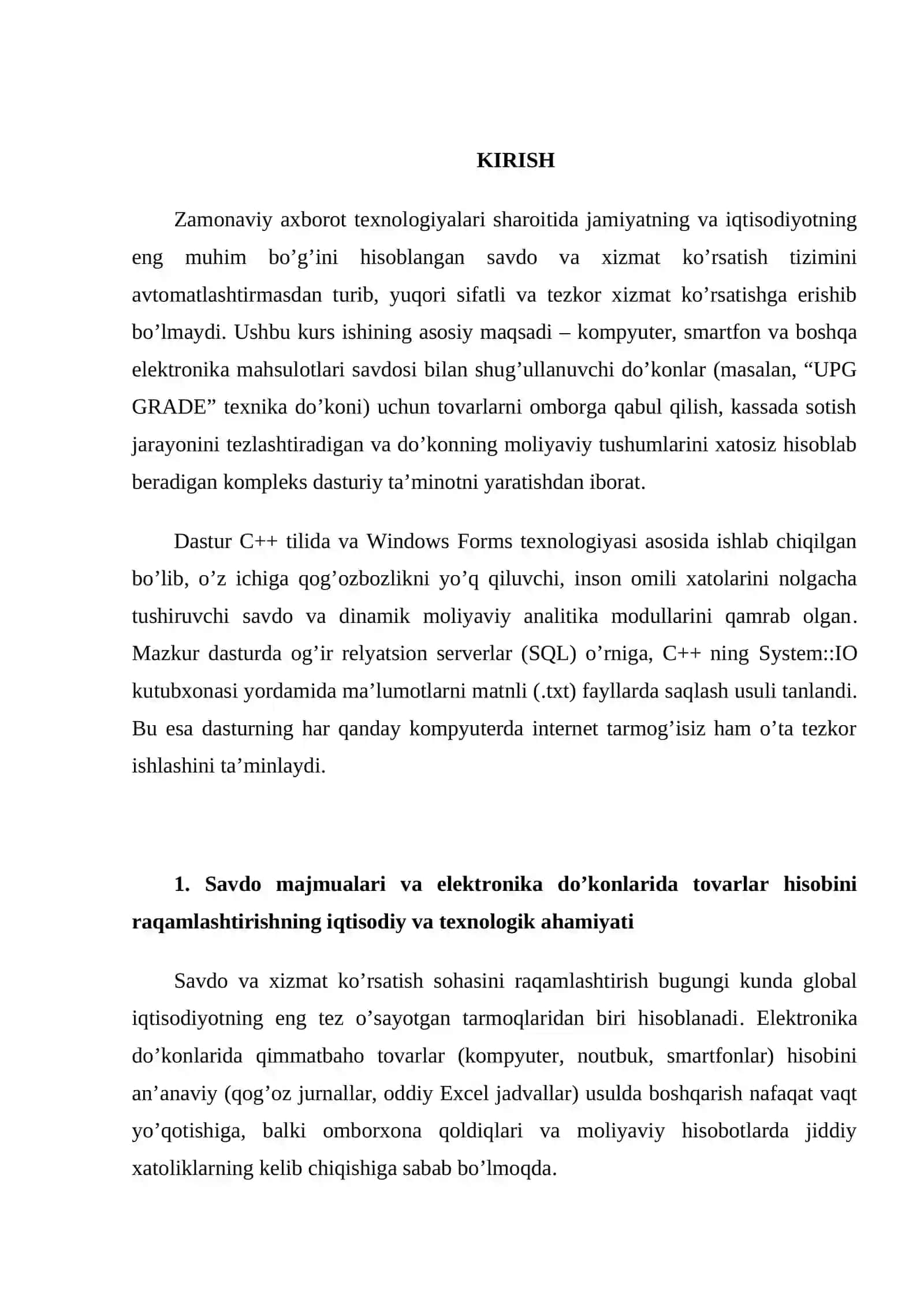Visual Studio muhitida dasturlash | Kurs ishi - KOMPYUTER VA TELEFON MAHSULOTLARI SOTUVCHI DO‘KON MA’LUMOTLARI UCHUN DASTUR ILOVASI 3