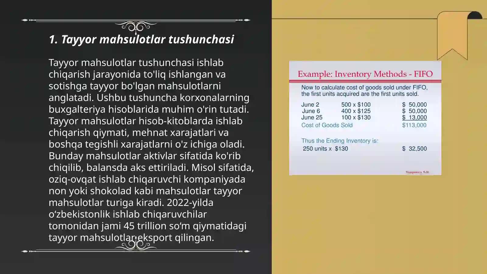 Tayyor mahsulotlar hisobi 3
